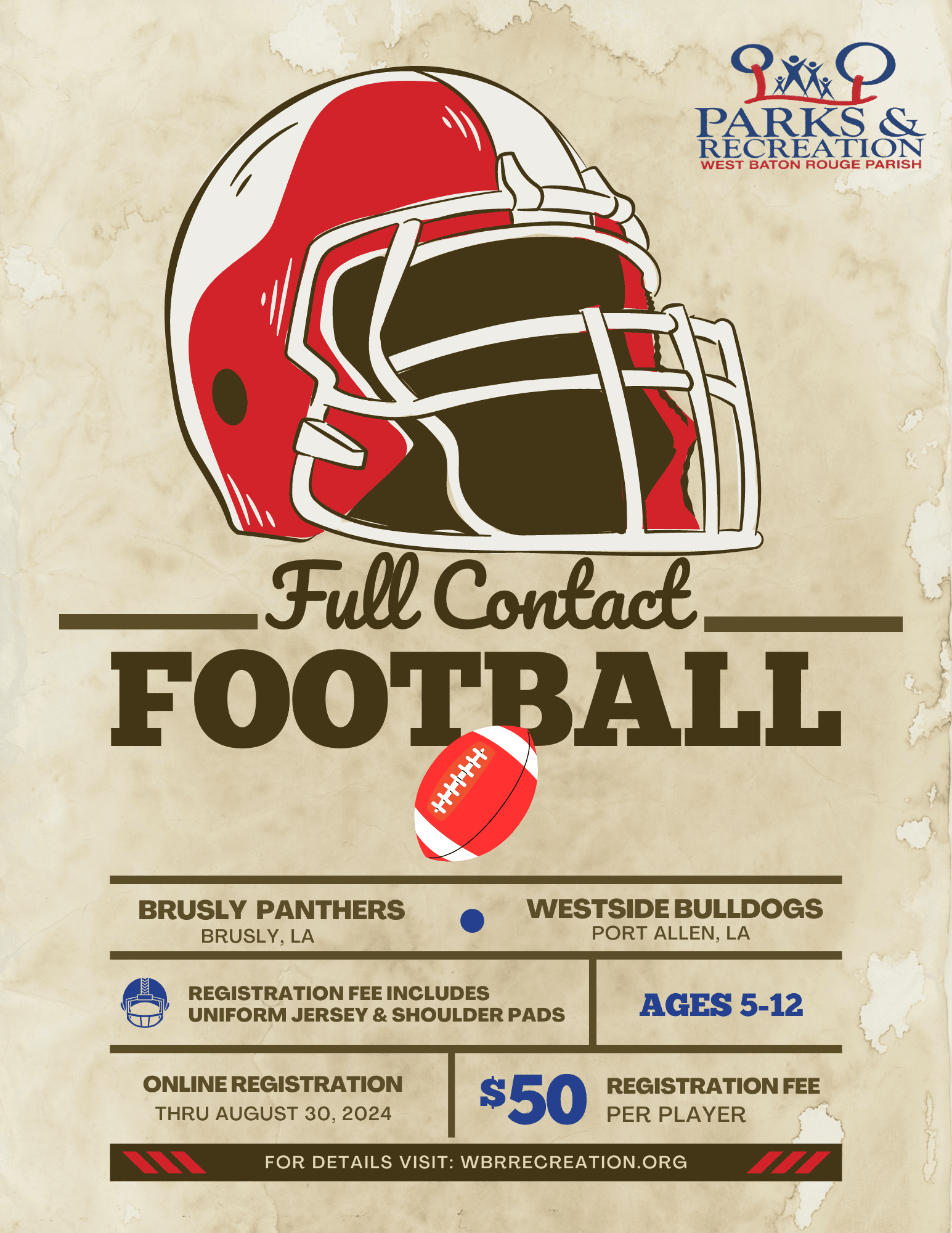 Red and Brown Retro Football Camp Flyer